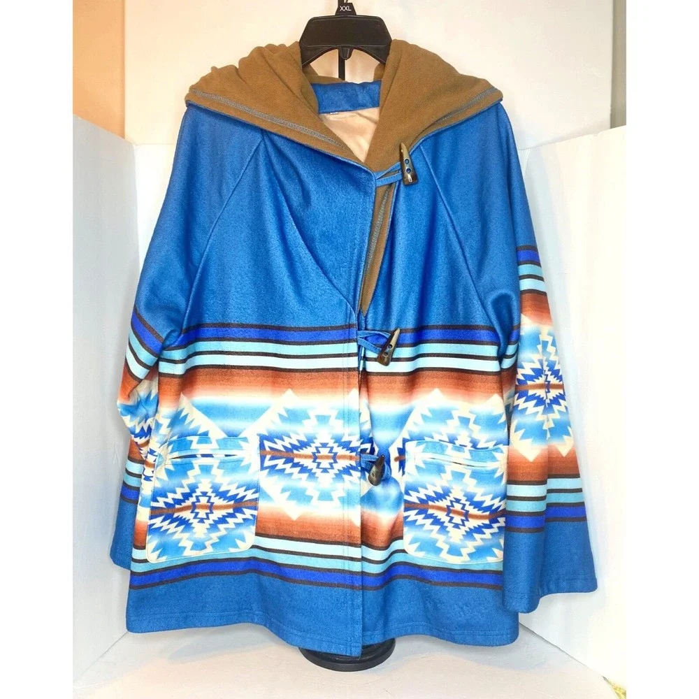Southwestern Print Hooded Multicolor Sz S Jacket - Picture 1 of 16